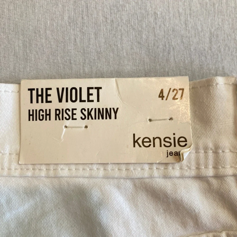 NEW Kensie Jeans 4/27 (26x27) Violet High Rise Skinny White Raw Hem Denim NWT